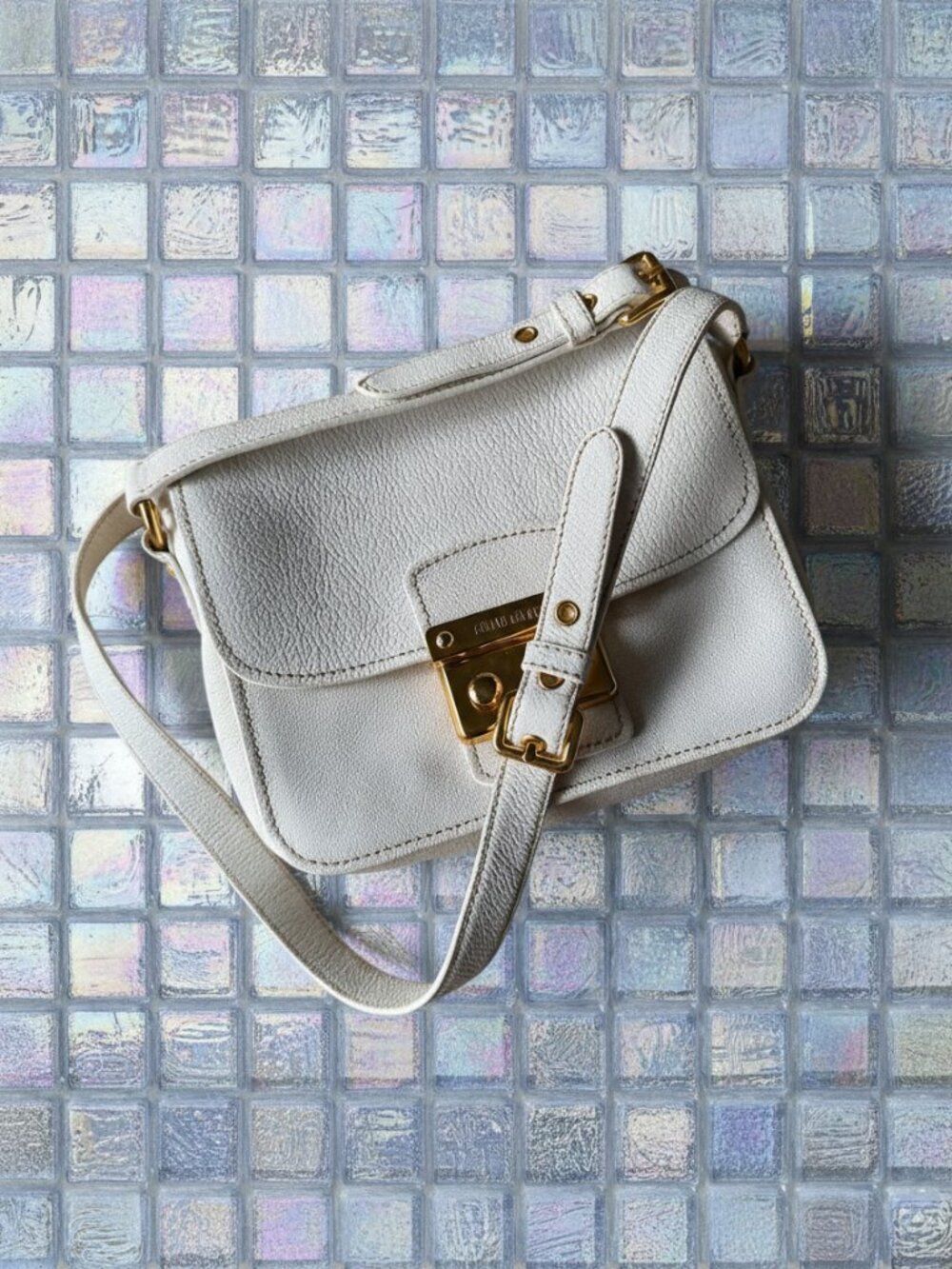 Miu Miu Ivory White Gold Small Leather Women's Designer Crossbody Bag
